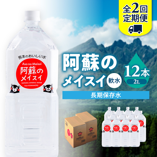 【全2回定期便】熊本 阿蘇のメイスイ 2L × 6本 2ケース（計12本） 天然水 水 ミネラルウォーター 保存 2年 【丸富産業株式会社】[AYDB027]