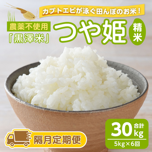 [隔月6回定期便]農薬不使用 つや姫 精米 合計30kg(5kg×6回)[カブトエビ田んぼで育てたお米] 黒澤米 宮城県登米市産 お米 おこめ 米 コメ 白米 ご飯 ごはん おにぎり お弁当 頒布会 [株式会社天体]tm450