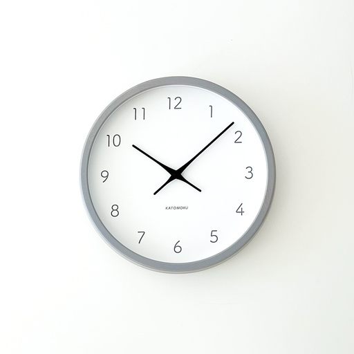 KATOMOKU muku clock 7 ≪km-60GRRC≫木製掛け時計(グレー/電波スイープムーブメント(連続秒針))[R7833]
