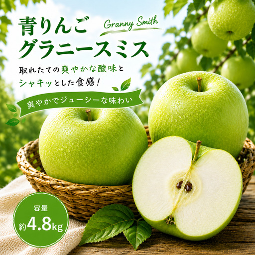 先行予約 青りんご グラニースミス 約4.8kg  2026年11月上旬～2027年2月下旬発送予定［小布施屋］フルーツ 果物 長野県産