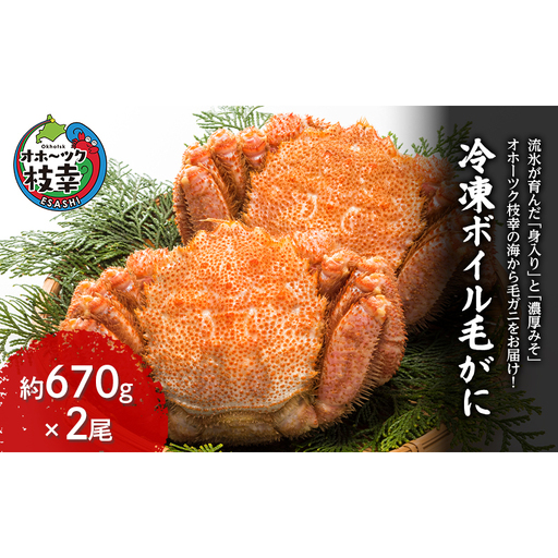 冷凍ボイル毛がに 約670g×2尾 毛ガニ