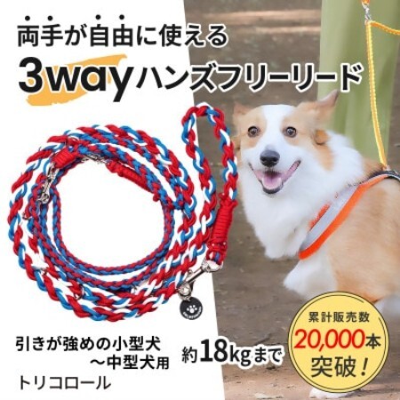 【犬用】3WAYハンズフリーリード(引きが強めの小型～中型犬)トリコロール【ゴールデンママ】【配送不可地域：離島・沖縄県】【1743151】
