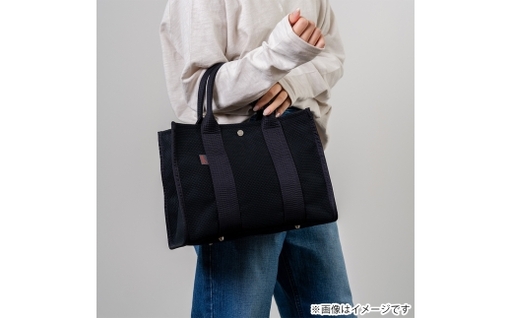 三河木綿刺し子織 sasicco スクエアトートM ( 黒 )