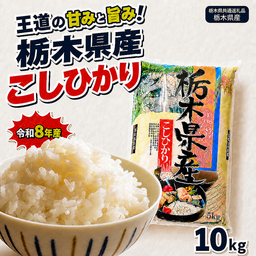 【令和8年産 新米】栃木県産 お米 白米 こしひかり 10kg | 栃木県 矢板市　栃木県共通返礼品 栃木県産