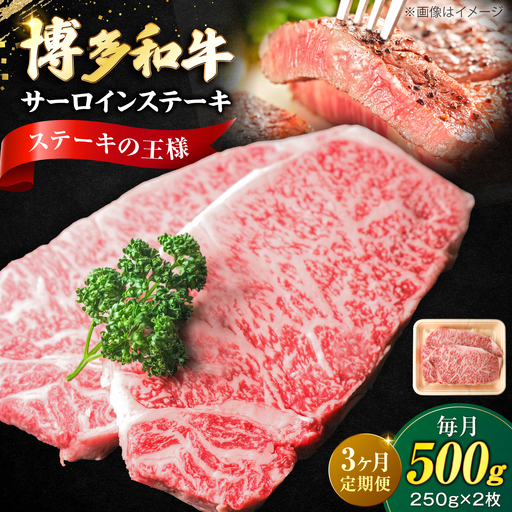 [全3回定期便]大満足! 博多和牛 牛肉 サーロイン ステーキ 500g (250g×2)