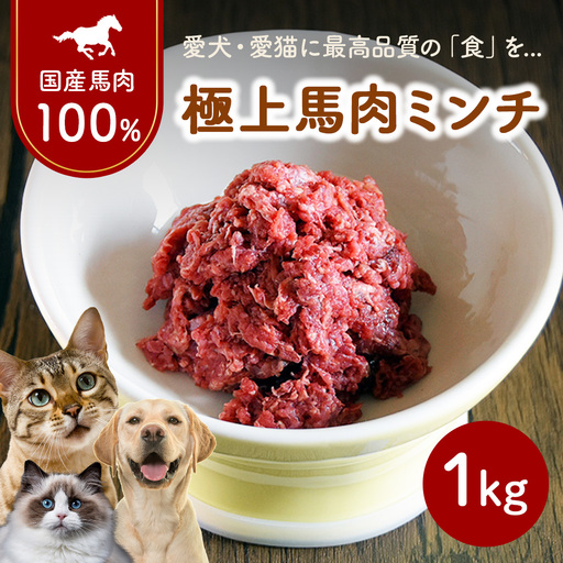 1-W-1 国産 馬肉ミンチ ペット用 1kg | 低脂肪 高タンパク 無添加 ペット用 馬肉 挽肉 国産馬肉 生肉 馬肉ミンチ 手作りごはん ドッグフード ペットフード トッピング 子犬 シニア犬 老犬 小型犬 犬用 おやつ ジビエ