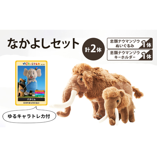 忠類ナウマンゾウぬいぐるみ 1体 キーホルダー 1個 トレカ付き 学芸員監修