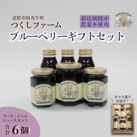 ブルーベリージュース＆ジャム＆ソース 合計6個セット 栽培期間中農薬不使用 つくしファーム 遠野【1742671】
