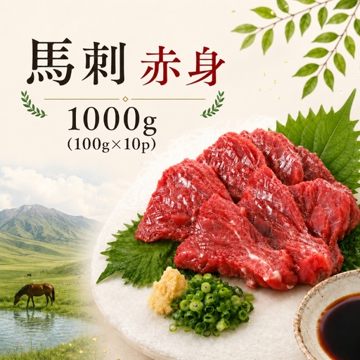 海外産 馬刺し 赤身 1000g(100g×10p) 馬刺しの長野屋[017-31]