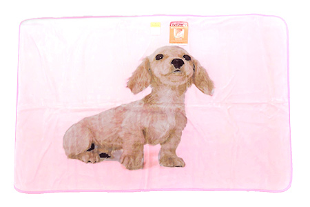 泉大津製 モイスチャー加工ハーフケット ダックスフンド犬 横ピンク [0748]