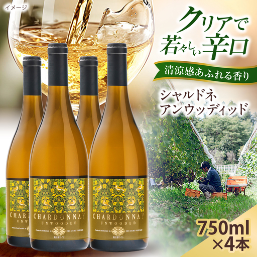 シャルドネアンウッディッド 4本 750ml×4 白ワイン 国産 島根県雲南市/有限会社奥出雲葡萄園[AICS123]