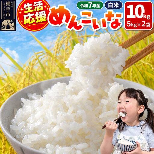 生活応援 数量限定[令和7年産][白米]めんこいな 10kg(5kg×2袋) 秋田県 横手市