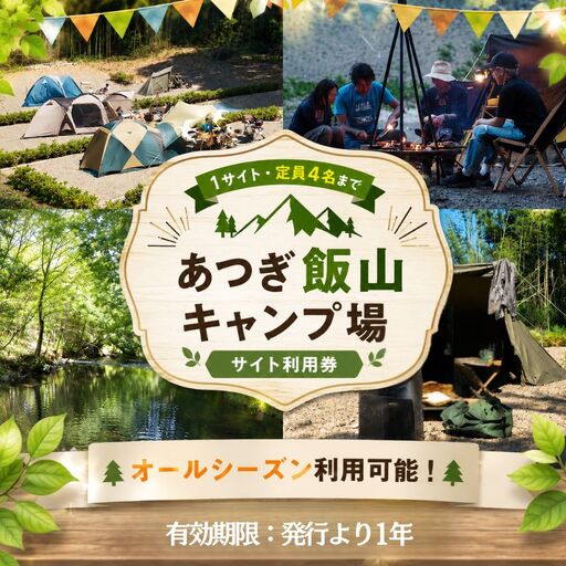 【オールシーズンOK！】あつぎ飯山キャンプ場サイト利用券 ／ 体験 キャンプ アウトドア アクティビティ 観光 宿泊 旅行 チケット 宿泊券 旅行券 川遊び 星空 自然 神奈川県 No.1072
