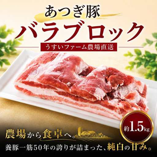 豚バラブロック 約1.5kg 豚肉 あつぎ豚 バラブロック かながわの名産100選 ブランド豚 名産 神奈川県 特産品 No.876