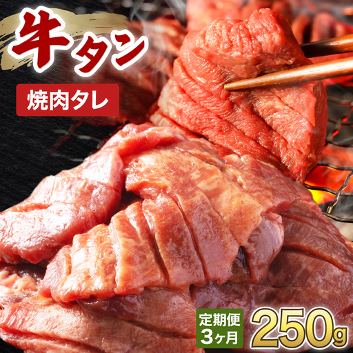 訳あり 牛タン 250g×1パック 焼肉タレ漬け[3ヶ月定期便][058-t03-a034]