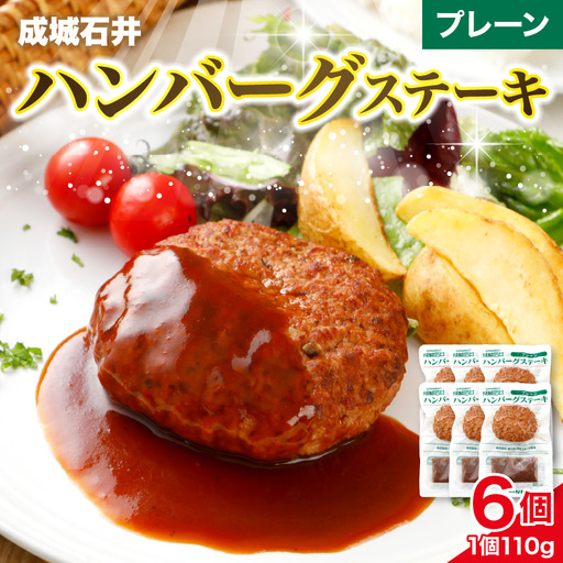 温めるだけ!成城石井 ハンバーグステーキ プレーン 6個セット