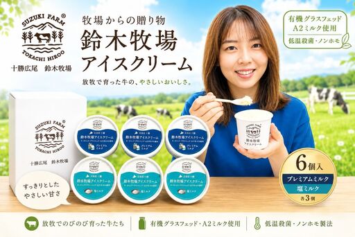  鈴木牧場アイスクリームセット（プレミアムミルク・塩ミルク　各３個）【北海道アイス 　十勝アイス 　広尾町 　ふるさと納税 　アイス　鈴木牧場】（AC0064）