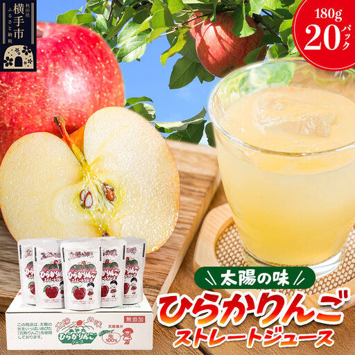 【先行受付】12月上旬より発送 ひらかりんごジュース 180g×20パック 秋田県横手市産