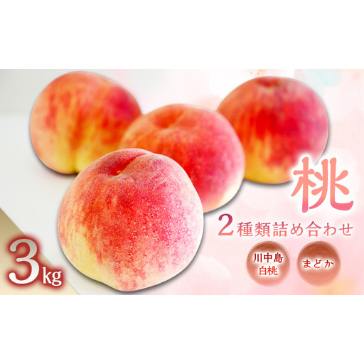 桃 2種類詰め合わせ3kg(まどか・川中島白桃) 長野県
