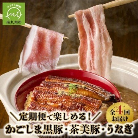 [発送月固定定期便]かごしま黒豚・茶美豚・うなぎ定期便全4回[配送不可地域:離島]