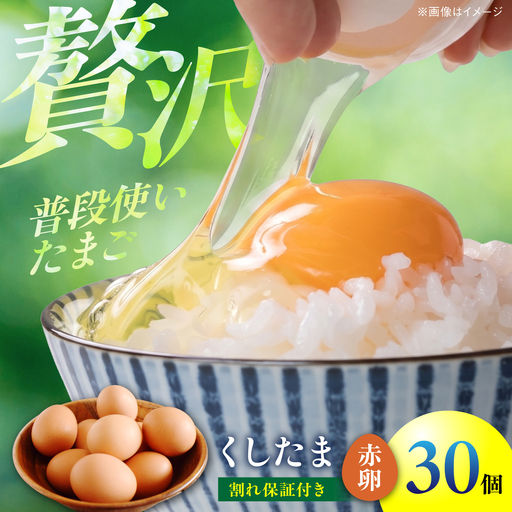 くしたま赤卵 30個（27個＋割れ保証3個）/ 卵 たまご 鶏卵 赤卵 / 稲沢市 / 櫛田養鶏場[BMAY003]