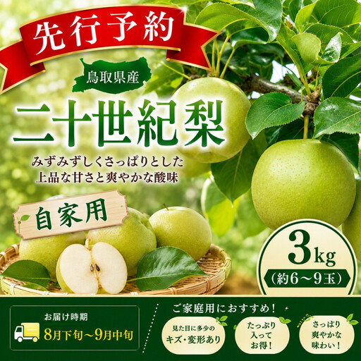 三ツ田農園 二十世紀梨(青秀)3kg【8月下旬以降お届け】