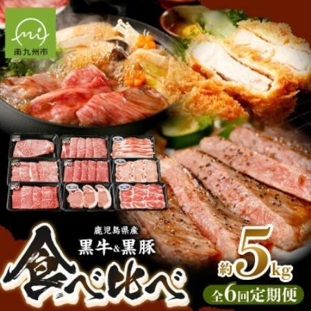 [発送月固定定期便]鹿児島黒牛・黒豚食べ比べ定期便(南九州市)全6回[配送不可地域:離島]