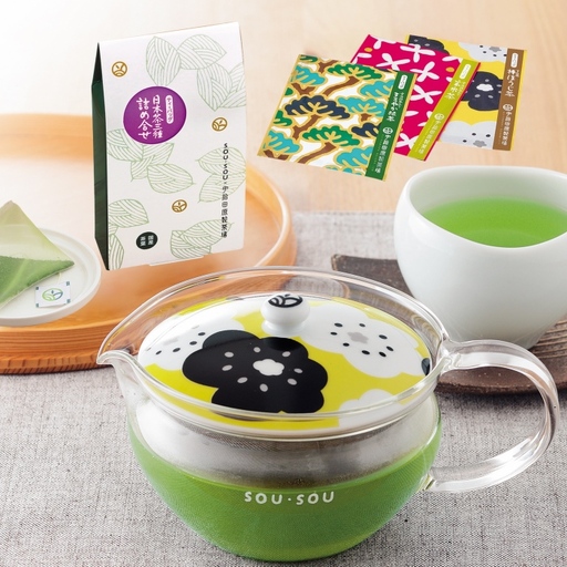 SOU・SOUほほえみ茶器セット〈お茶 茶 煎茶 緑茶 玄米茶 ほうじ茶 ティーバッグ コラボ 急須 耐熱ガラス 宇治抹茶 飲料 工芸品 加工食品 日用品〉 飲料類 ほうじ茶 