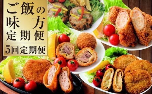 [5回定期便]ご飯の味方定期便 ハンバーグ コロッケ 大砲巻き メンチカツ 定期 定期便 5種 揚げ物 惣菜 おかず 冷凍 国産 九州産 熊本県 上天草市
