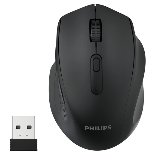 PHILIPS ワイヤレスマウス Bluetooth&2.4GHz両対応 静音タイプ 5段階DPI調整 瞬時接続 無線マオス 7ボタン 進む/戻るボタン 省電力 Windows/Mac/iOS/Android多機種対応 軽量 ブラックSPK7547
