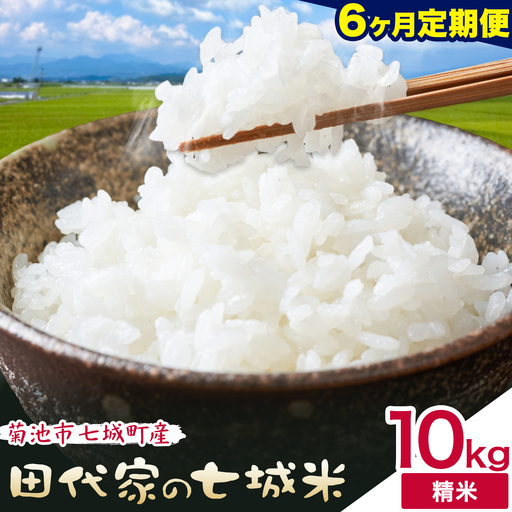 【6ヶ月定期便 】令和7年産 菊池市七城町産 田代家の七城米 七城ヒノヒカリ 白米 10kg 田代こめや《お申し込み月の翌月から出荷開始》熊本県 菊池市 米 お米 精米 ひのひかり 菊池市産 熊本県産 九州産 送料無料