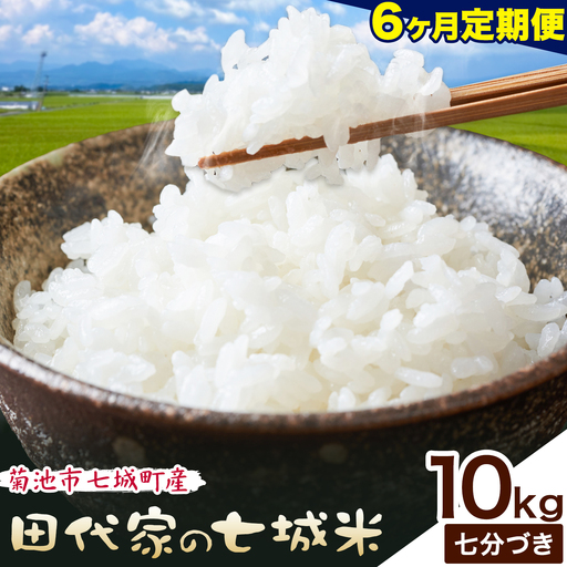 【6ヶ月定期便】令和7年産 菊池市七城町産 田代家の七城米 七城ヒノヒカリ 七分づき 10kg 田代こめや《お申し込み月の翌月から出荷開始》熊本県 菊池市 米 お米 精米 ひのひかり 菊池市産 熊本県産 九州産 送料無料
