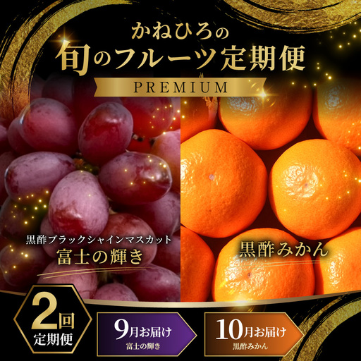 [ 年2回定期便 ( 毎年9月 ・ 10月お届け予定 ) ] かねひろの旬のフルーツ定期便 [ プレミアム ] 果物 くだもの フルーツ ブラックシャインマスカット みかん 旬 果実 果肉 国産 佐賀県産 冷蔵 常温 定期 定期配送