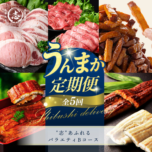 [定期便全5回]"志"あふれるバラエティBコース!志布志うんまか定期便 国産 鰻 うな重 ひつまぶし 肉 牛肉 黒毛和牛 大学芋 さつまいも 黒豚 豚肉 トンカツ トンテキ セット t