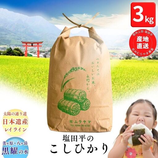 こしひかり 3kg 米 塩田平 こしひかり