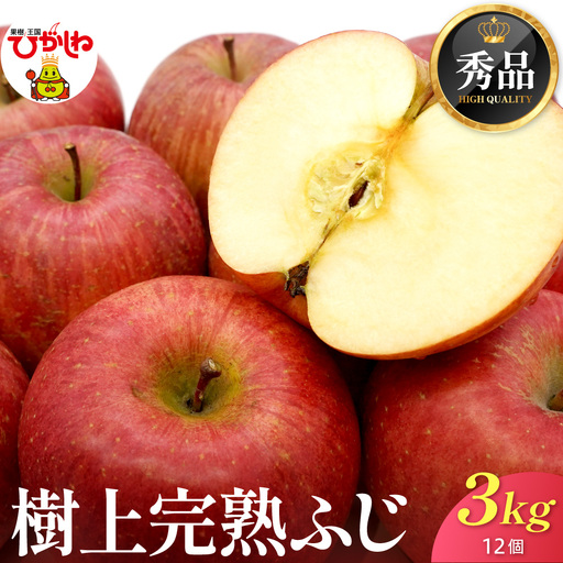 2026年産 樹上完熟ふじりんご 秀品 3kg (12個詰め) りんご