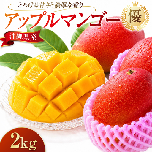 アップルマンゴー（2kg）優　4～6玉 I マンゴー アーウィン 嘉数マンゴー 1kg 2kg 化粧箱 贈答 フルーツ 果物 沖縄県 南城市 ふるさと納税