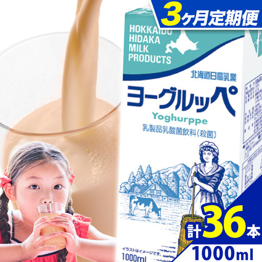 [3ヶ月定期便]ロングライフ 常温保存可能 ヨーグルッペ 1000ml × 12本 日高乳業[お申込み翌月から出荷]