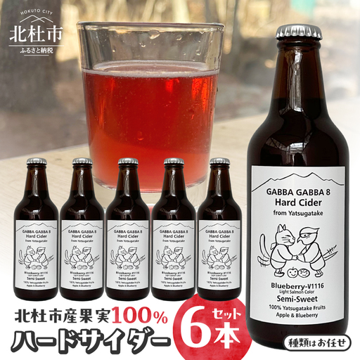 北杜市産果実100%ハードサイダー 6本セット [h372]