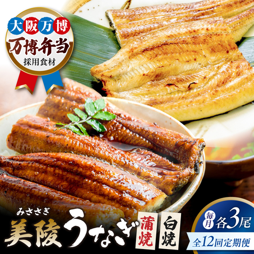 【全12回定期便】鰻 鰻の蒲焼3尾×白焼3尾 紅白セット / 美陵鰻 鰻 うなぎ ウナギ 蒲焼 蒲焼き かば焼き かばやき 白焼き 白焼 しろやき しらやき 特大 肉厚 うな重 うな丼 ひつまぶし 惣菜 おかず タレ 山椒 国産 土用 丑の日 ギフト/ 大阪府藤井寺市/Giverichホールディングス株式会社[BLAM039]