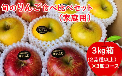[先行予約] 3回定期便 旬のりんご食べ比べセット 3kg×3回コース [家庭用] 米崎りんご