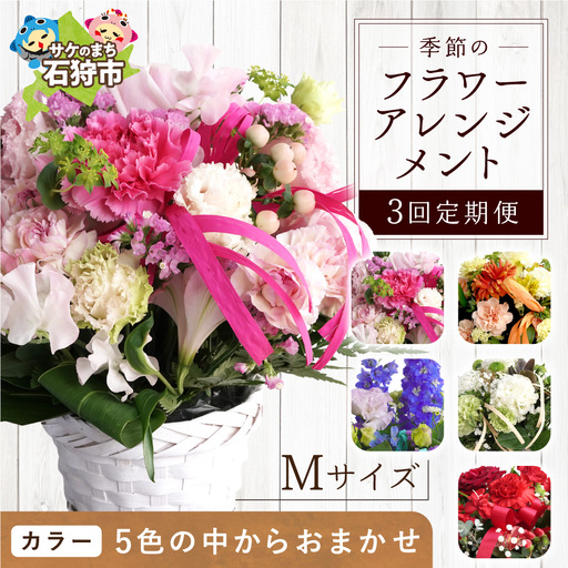 [定期便全3回]季節のフラワーアレンジメントM [お任せ(ランダム)] | ふるさと納税 花 フラワー 四季 ギフト プレゼント 北海道 石狩市