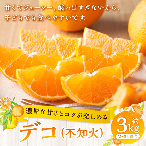 【 濃厚な甘さとコクが楽しめる 】 デコ （ 不知火 ） 約3kg みかん ミカン 柑橘 柑橘類 柑橘系 くだもの 果物 フルーツ 果実 果汁 果肉 国産 愛媛県産 【 2027年1月上旬～4月下旬発送予定 】 ( 1049 )