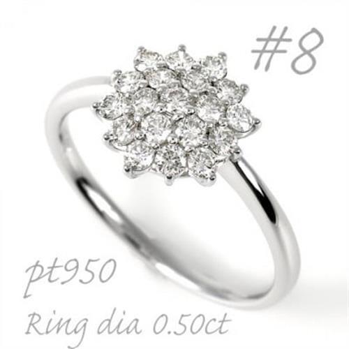 プラチナ ダイヤモンドリング 0.50CT  R3686DI-P2 #8【配送不可地域：離島・沖縄県】【1755008】