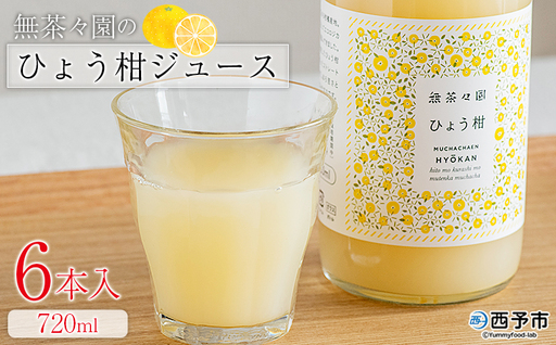 ＜無茶々園のひょう柑ジュース 720ml 6本＞『1か月以内に順次出荷予定』柑橘 果物 オレンジ フルーツ ストレート 果汁100% ひょう柑 ひょうかん ヒョウカン 丸ごと 文旦系 さわやか 飲みやすい 飲んで応援 特産品 無茶々園 愛媛県 西予市 【常温】AMC0071