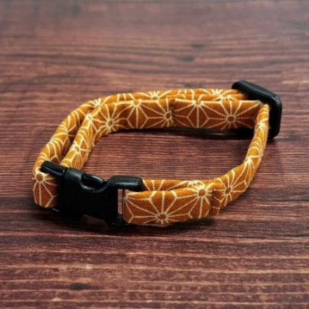 保護猫応援 手作り 猫の首輪 黄色 セーフティバックル