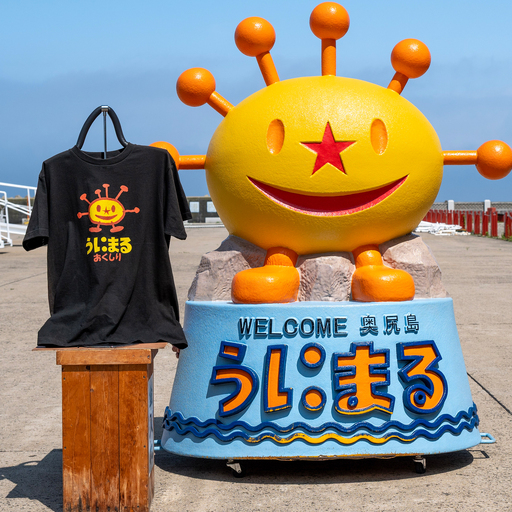 うにまるTシャツ ブラック Lサイズ 奥尻島 ゆるキャラ ご当地 マスコット キャラクター うにまる メンズ レディース ユニセックス ご当地T キャラT Tシャツ 半袖 | 北海道 奥尻町 送料無料