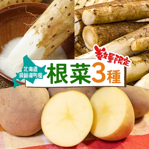 [ふるなびWEEK対象]数量限定 根菜3種セット 計8.6kg 土付き 長芋 5kg 土付き ごぼう 1.8kg じゃがいも 1.8kg 先行予約 2026年11月下旬〜12月下旬までのお届け 野菜 詰め合わせ 根菜 常温 青野農園 北海道 洞爺湖町