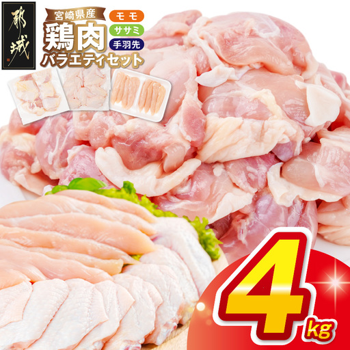 宮崎県産鶏肉バラエティ4kgセット〔MJ-89-018-4kg〕_(都城市)