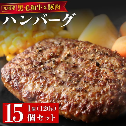 【満足度高】九州産黒毛和牛と九州産豚肉 ハンバーグ 15個セット